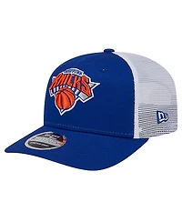 New Era Men's Blue/White New York Knicks Trucker 9SEVENTY Coolera Stretch-Snap Hat