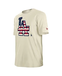 New Era Men's Cream Los Angeles Dodgers 4th of July Flag Fill T-Shirt