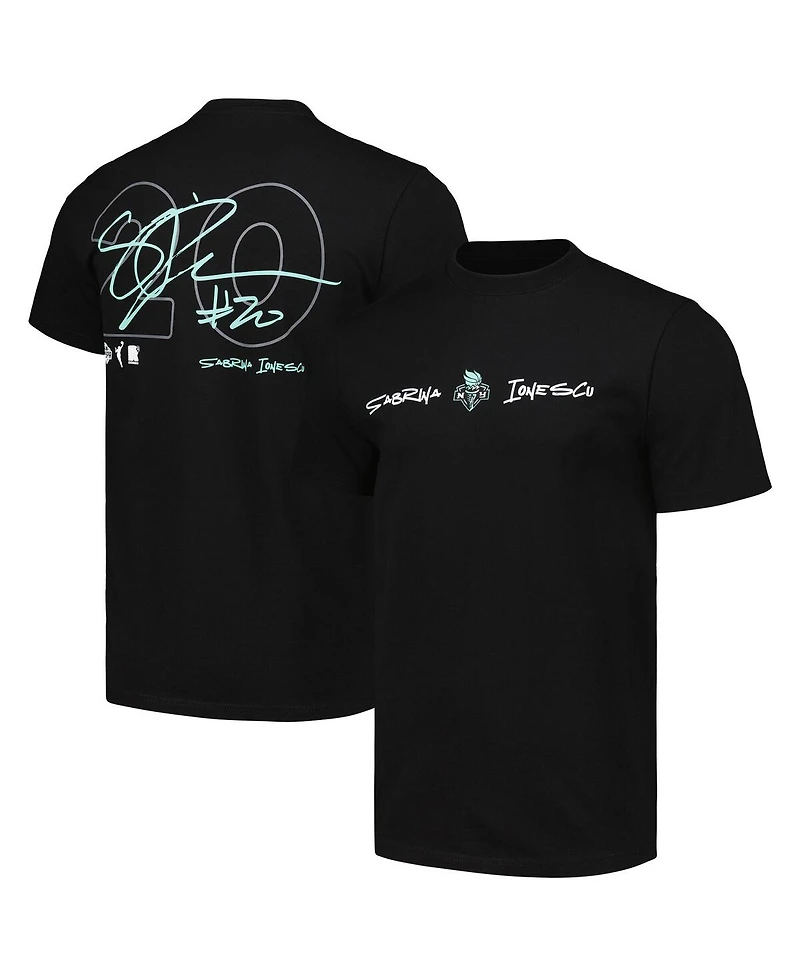 Round21 Men's and Women's Sabrina Ionescu Black New York Liberty Player Signature Name Number T-Shirt