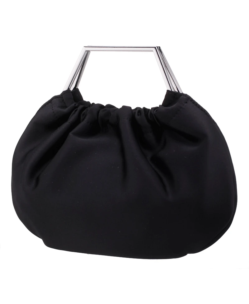 Nina Metal Handle Satin Pouch Bag