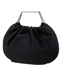 Nina Metal Handle Satin Pouch Bag