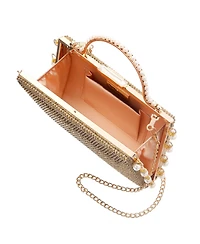 Nina Cultivated Pearl Dangle Crystal Embellished Minaudiere Clutch