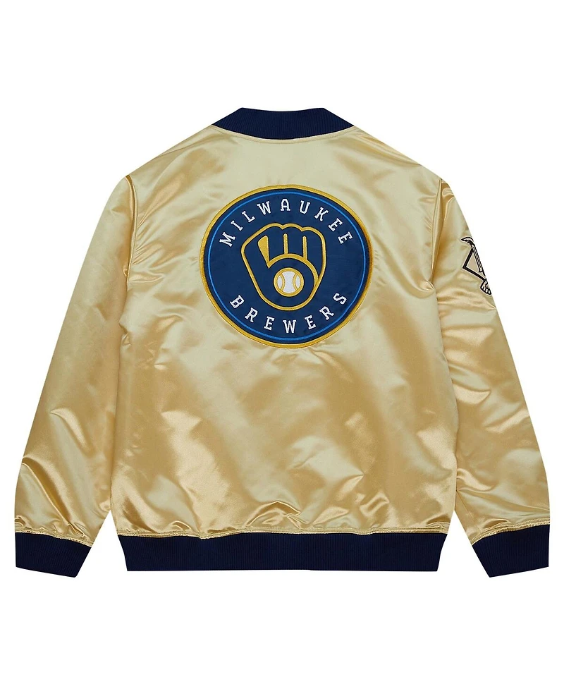 Mitchell & Ness Gold Milwaukee Brewers Og 2.0 Lightweight Satin Full-Zip Jacket