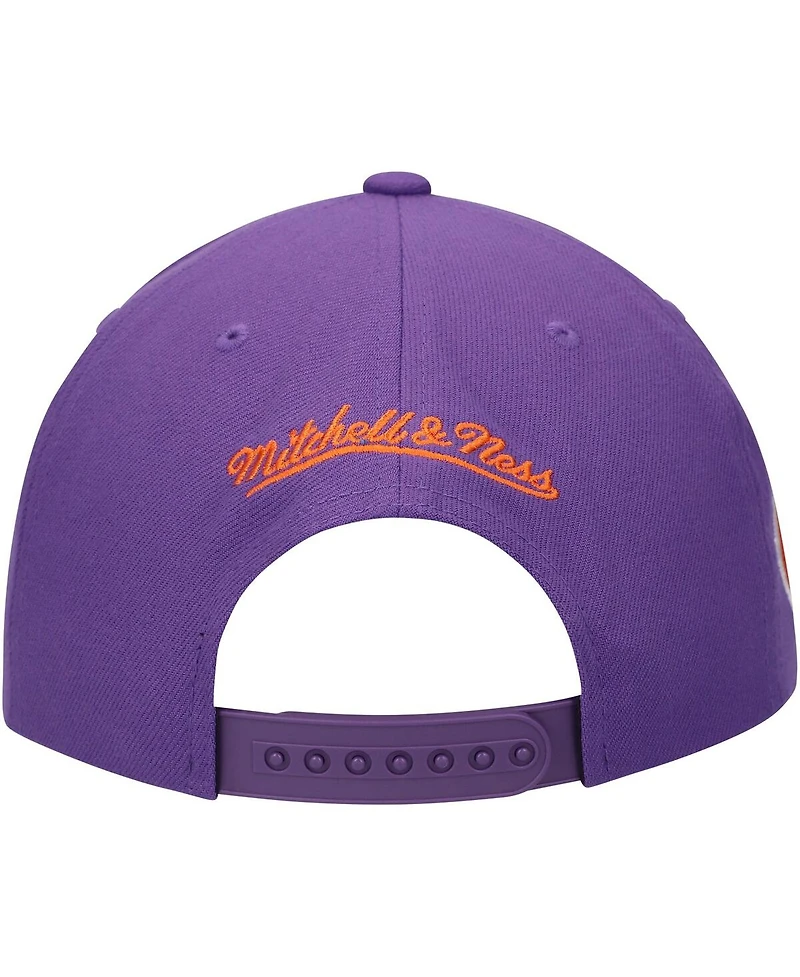 Mitchell & Ness Men's White/Purple Clemson Tigers Retro Sport Colorblock Script Snapback Hat