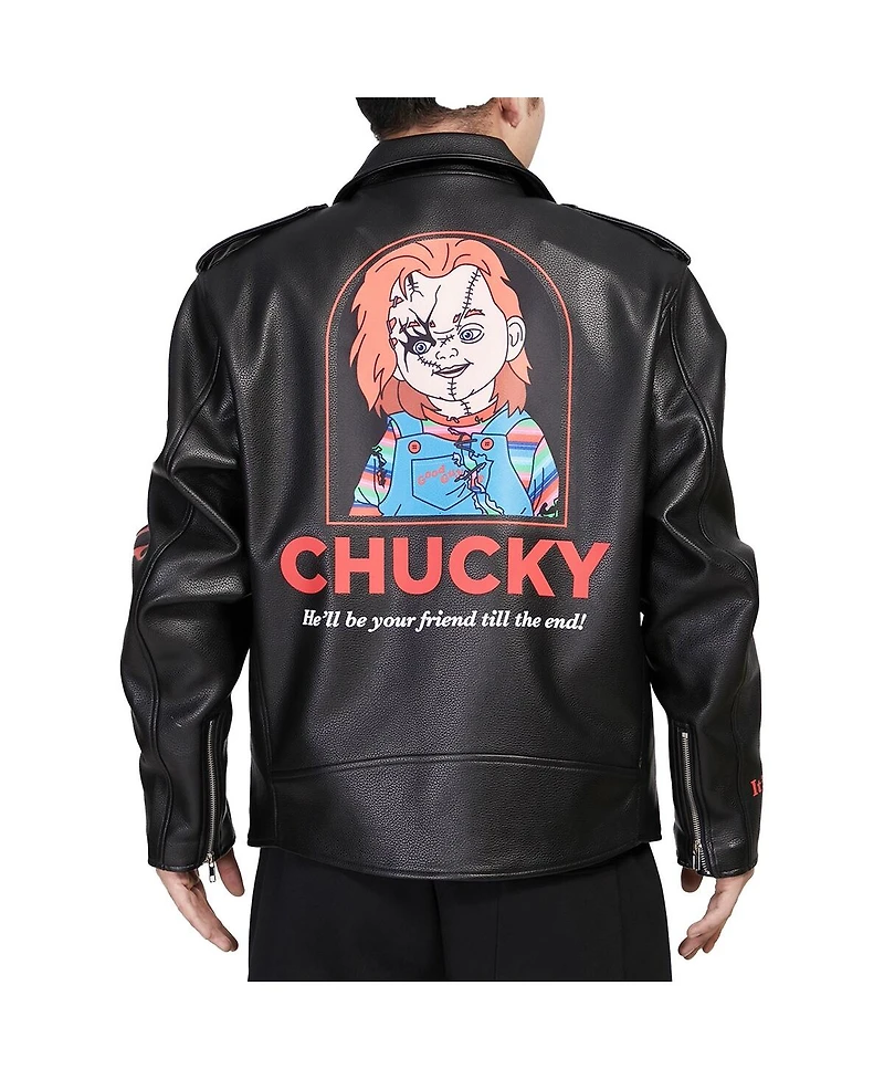 Freeze Max Men's Black Chucky Wanna Play Biker Full-Zip Jacket