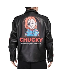 Freeze Max Men's Black Chucky Wanna Play Biker Full-Zip Jacket