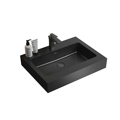 Modern Matte Black Quartz Basin with Overflow