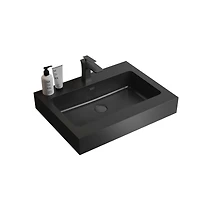 Modern Matte Black Quartz Basin with Overflow