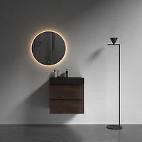Modern Matte Black Quartz Basin with Overflow