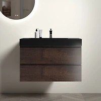 Streamdale Matte Black Integrated Quartz Basin Modern Elegance for Your Bathroom