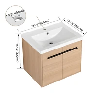 24" Oak Vanity with Resin Sink & Cabinet