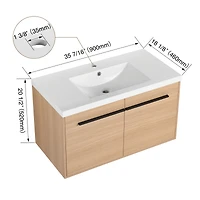 Streamdale Furniture 36" Oak Bathroom Vanity with Resin Countertop