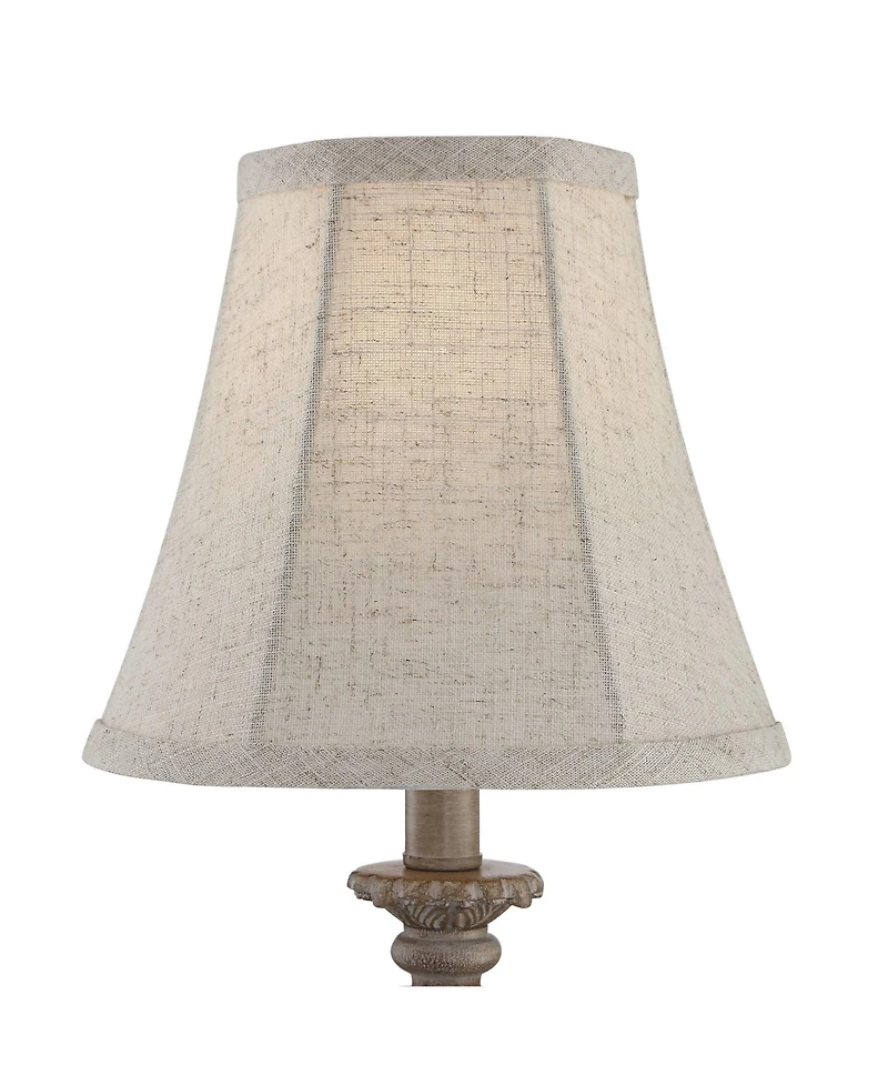 Regency Hill Cali Traditional Accent Table Lamps 19" High Set of 2 Antique Beige Off White Bell Shade for Bedroom Living Room Bedside Nightstand