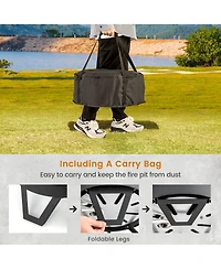 Slickblue 17 Inch Portable Gas Fire Pit with Folding Legs and Removable Grill for Camping-Black