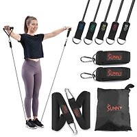 Sunny Health & Fitness Resistance Tube Set, 10-50LBs
