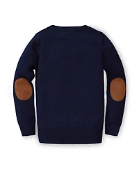 Hope & Henry Baby Girls Long Sleeve Intarsia Horse Sweater with Elbow Patches