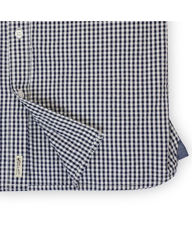Hope & Henry Mens' Organic Seersucker Short Sleeve Button Down Shirt