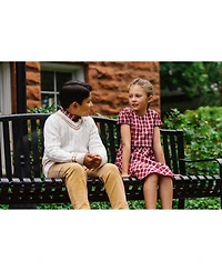 Hope & Henry Baby Girls Short Sleeve Button Back Schoolgirl Dress