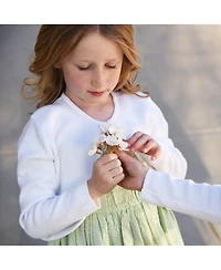 Hope & Henry Big Girls Sleeveless Ruched Party Dress with Embroidered Hem