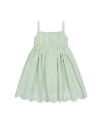 Hope & Henry Big Girls Sleeveless Ruched Party Dress with Embroidered Hem