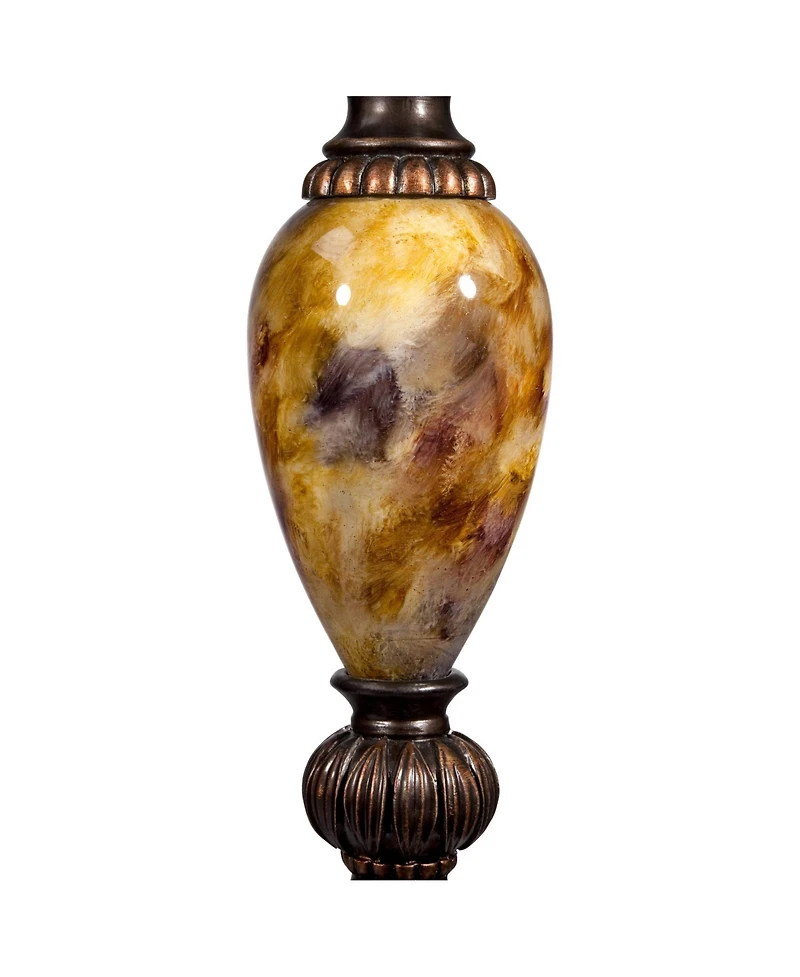 Mulholland Traditional Vintage like Table Lamp with Tabletop Dimmer 30" Tall Bronze Golden Marbleized Off White Shade for Living Room Bedroom Hou