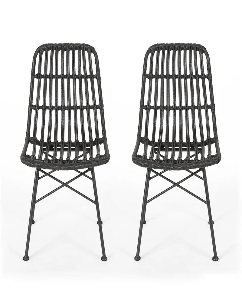 Simplie Fun Sawtelle Modern Rattan And Metal Outdoor Dining Chair