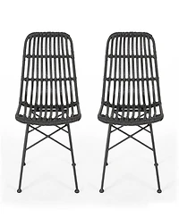 Simplie Fun Sawtelle Modern Rattan And Metal Outdoor Dining Chair