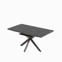 Streamdale Furniture Extendable Black Dining Table: Modern Mid-Century Kitchen Table for 8-10
