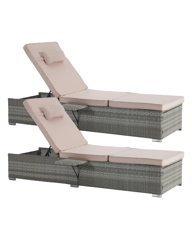 Streamdale Gray Rattan Outdoor Chaise Lounge with Adjustable Backrest