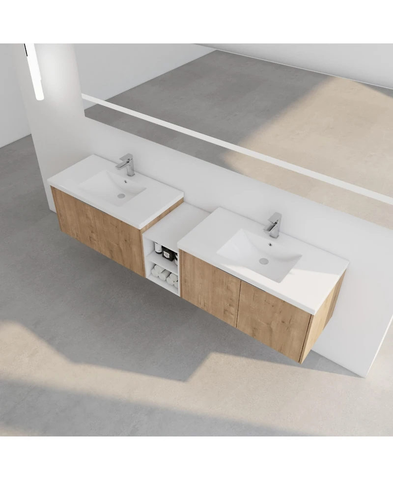 Streamdale Furniture Wall-Mounted Vanity with Soft-Close Doors and Storage Shelves