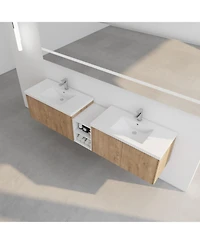 Streamdale Furniture Wall-Mounted Vanity with Soft-Close Doors and Storage Shelves