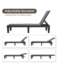 Gymax Patio Outdoor Chaise Lounge Chair Recliner w/ Adjustable Backrest Brown