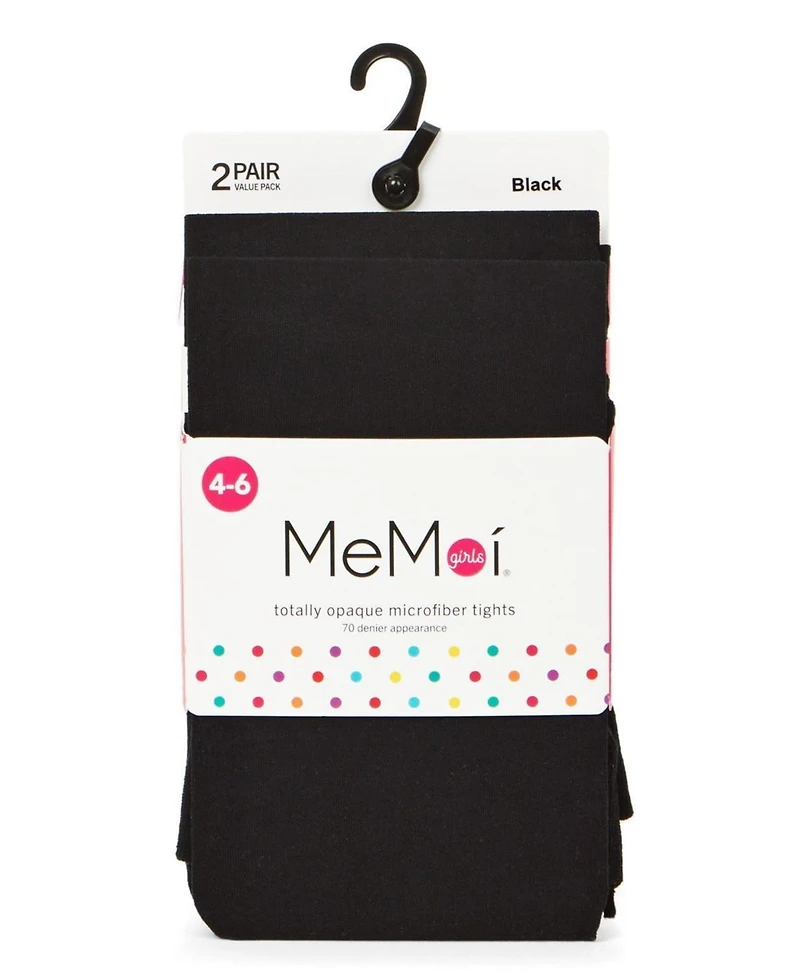 MeMoi Girls 2 Pair Pack Totally Opaque Microfiber Tights