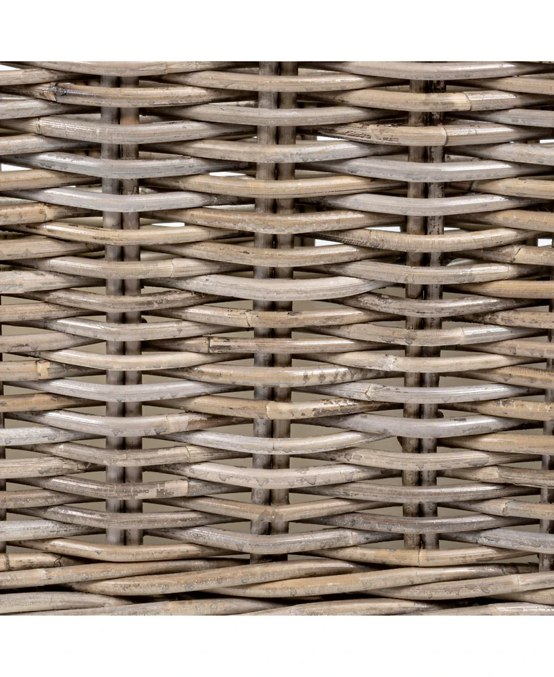 Jonathan Y Yael Coastal Hand-Woven "Storage" Rattan Basket with Wheels and Handles, Kubu Gray