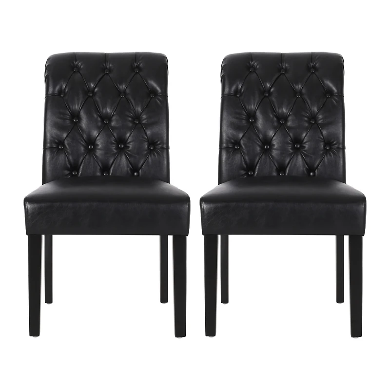 Streamdale Ivory Linen Tufted Rolltop Dining Chairs (Set Of 2)