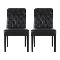 Streamdale Ivory Linen Tufted Rolltop Dining Chairs (Set Of 2)
