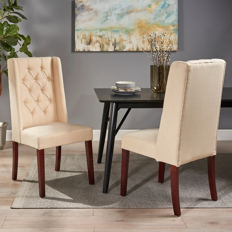 Streamdale Tufted Diamond Stitch Dining Chair With Wingback Design