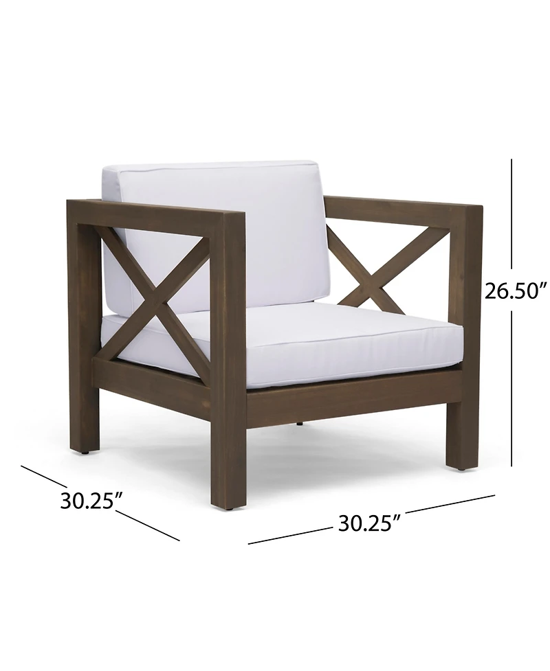 Simplie Fun Mid-Century Modern Acacia Club Chair With Water-Resistant Cushions