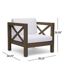 Simplie Fun Mid-Century Modern Acacia Club Chair With Water-Resistant Cushions