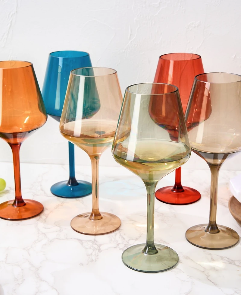 The Wine Savant European Style Plastic Crystal Stemmed Wine Glasses Set of 6