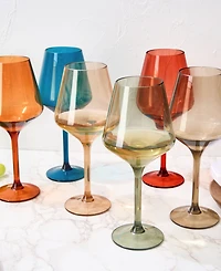 The Wine Savant European Style Plastic Crystal Stemmed Wine Glasses Set of 6