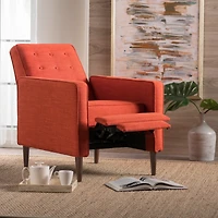 Streamdale Mid-Century Modern Button-Tufted Recliner With Beech Wood Legs