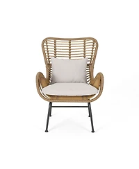 Streamdale Modern Rattan Chair With Curved Seating And Cozy Cushions