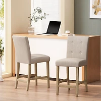 Streamdale Beige Button Tufted 26" Counter Stools (Set Of 2)