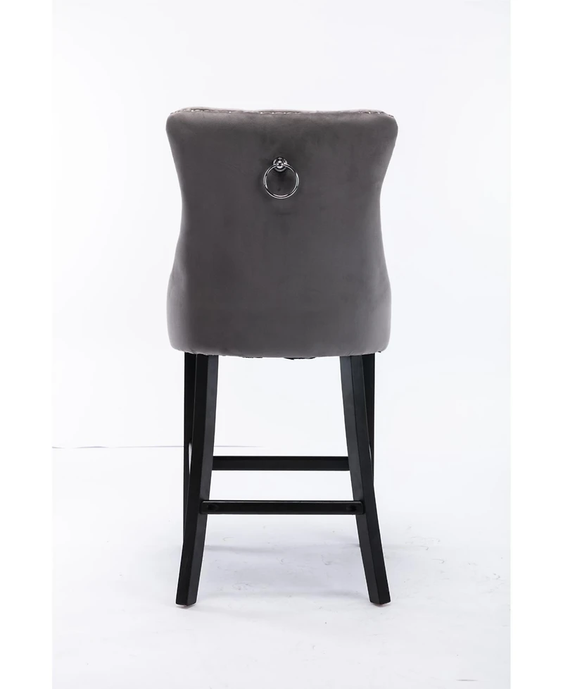 Streamdale Luxurious Velvet Barstools with Button Tufted Backrest (Set Of 2)