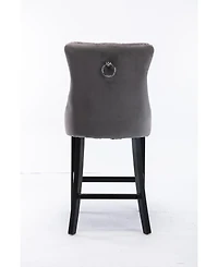 Streamdale Luxurious Velvet Barstools with Button Tufted Backrest (Set Of 2)