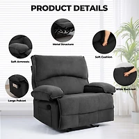 Streamdale Oversized Push-Back Recliner with Super Soft Fleece