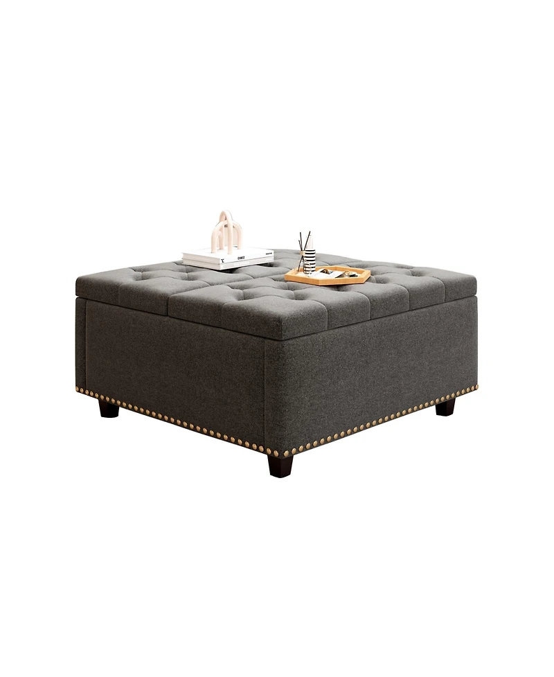 Streamdale Oversized Storage Square Ottoman with Double Door Storage