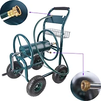 Streamdale Furniture 4-Wheel Garden Hose Reel Cart with Basket