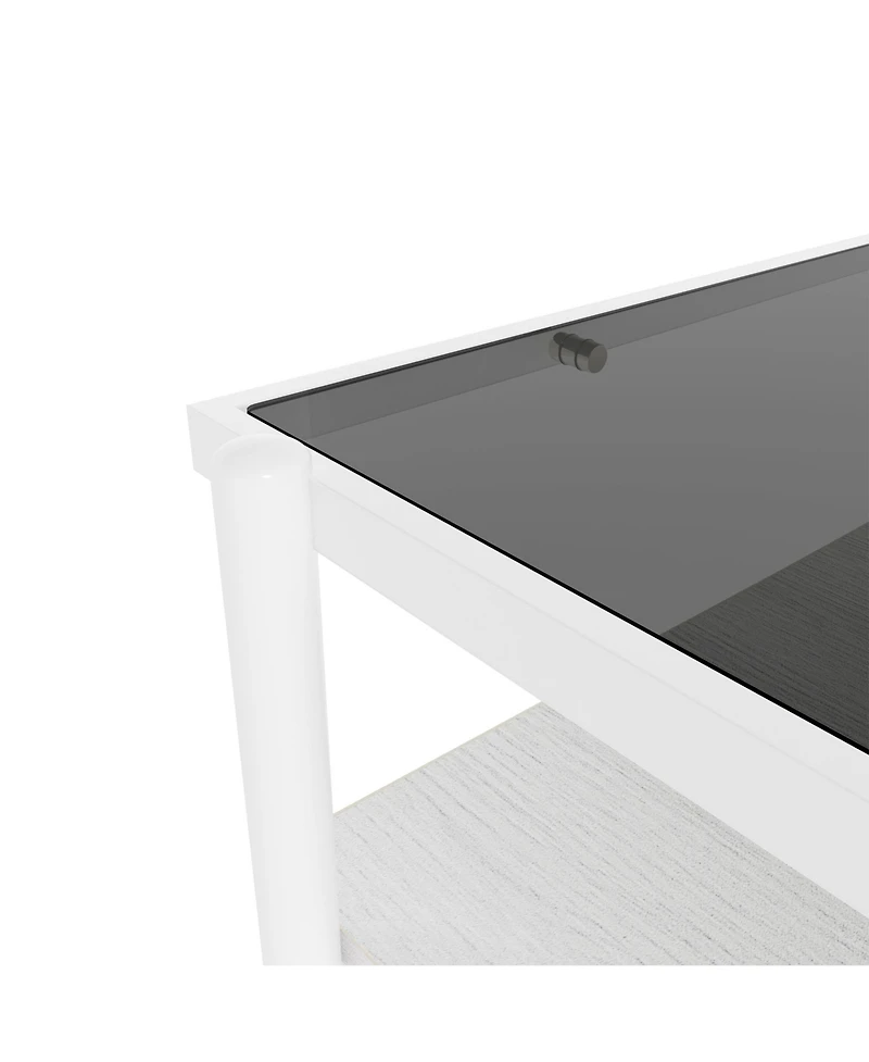 Modern Glass Coffee Table with White Legs